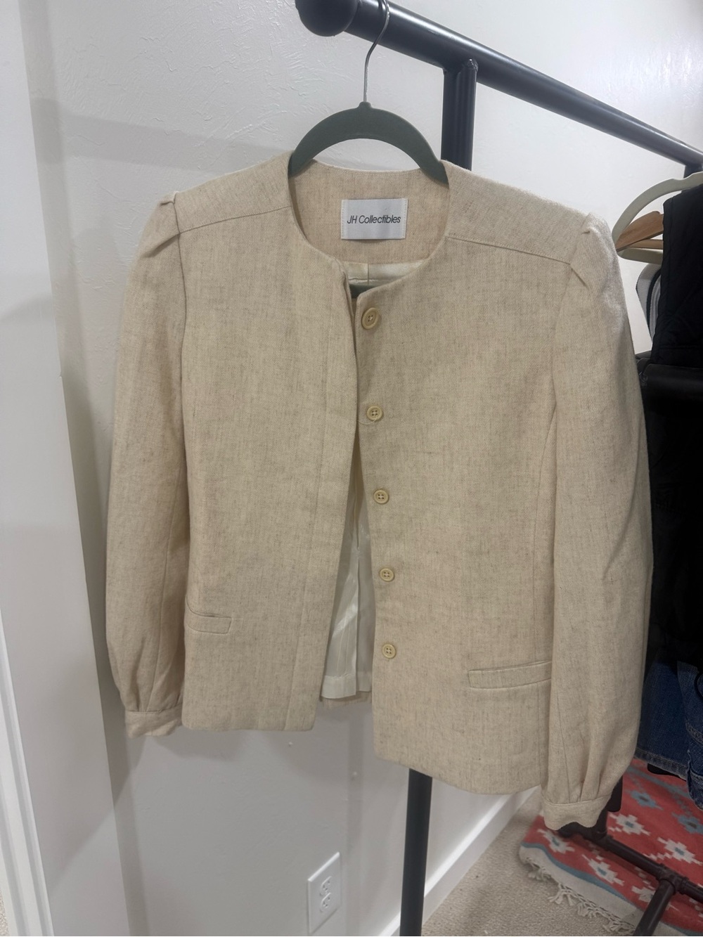 JH Collectibles Neutral Beige Collarless Button Jacket
